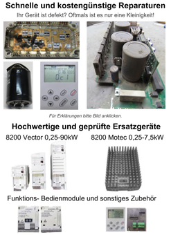 Reparatur und Ersatzgeräte  Lenze 8200 Vector und Lenze 8200 Mtec